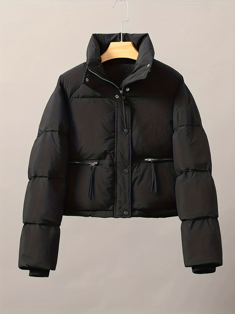 Stand Collar Thickened Warm Puffer Jacket, Outdoor Sports Warm Jacket, Women's Clothing
