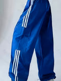 hoombox Striped Wide Leg Cargo Pants, Casual Flap Pocket Baggy Pants, Women's Clothing