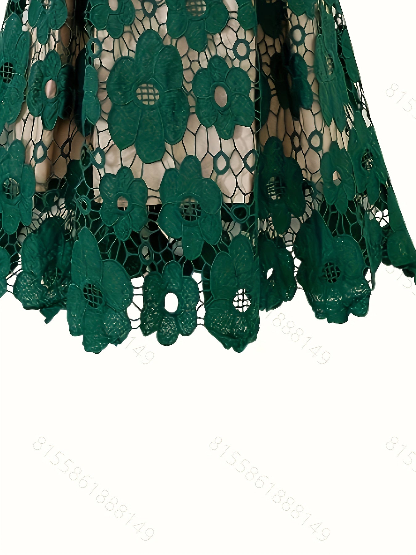 Guipure Lace Midi Skirts, Elegant High Waist Floral Pattern Skirts, Women's Clothing