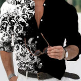 Retro Pattern Men's All-match Spring And Autumn Long Sleeve Shirt, Gift For Men