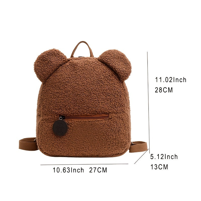 hoombox  Mini Kawaii Bear Backpack Pruse, Plush Cartoon Novelty Rucksack, Cute Fluffy Daypack Knapsack For Girls Women