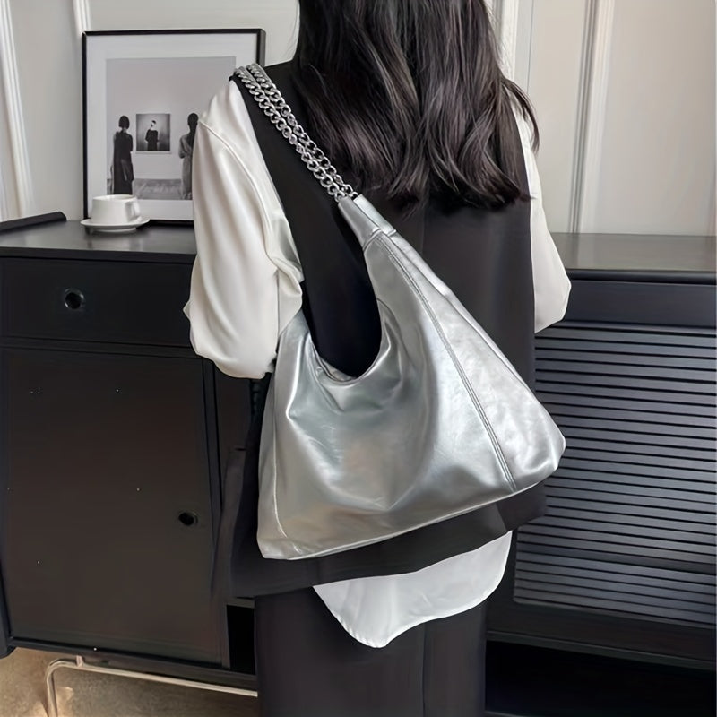 Trendy Vegan Shoulder Hobo Bag, Fashion Crescent Tote Bag, Women's Y2K Handbag & Underarm Purse