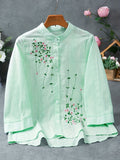 hoombox Eyelet Floral Blouse, Elegant Button Front Blouse For Spring & Summer, Women's Clothing