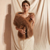 hoombox Oversized Faux Fur Shawl Coat Elegant Soft Comfortable Fake Fur Collar Party Wedding Evening Outerwear Women's Winter Warm Wrap Shawl