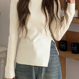 hoombox  Split Hem Turtle Neck Sweater, Casual Long Sleeve Sweater For Fall & Winter, Women's Clothing