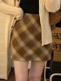 Plaid Print High Waist Skirt, Vintage A Line Mini Skirt, Women's Clothing
