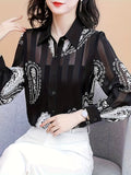 Paisley Print Button Front Lace Shirt, Casual Long Sleeve Shirt For Spring & Fall, Women's Clothing