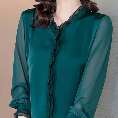 Long Sleeve Blouse, Elegant Casual Top, Women's Clothing