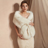 hoombox Oversized Faux Fur Shawl Coat Elegant Soft Comfortable Fake Fur Collar Party Wedding Evening Outerwear Women's Winter Warm Wrap Shawl