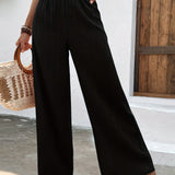 Elastic Waist Wide Leg Pants, Casual Loose Pants For Spring & Summer, Women's Clothing