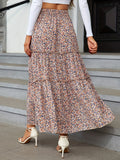 hoombox Floral Print High Waist Skirt, Boho Beach Maxi Skirt, Women's Clothing