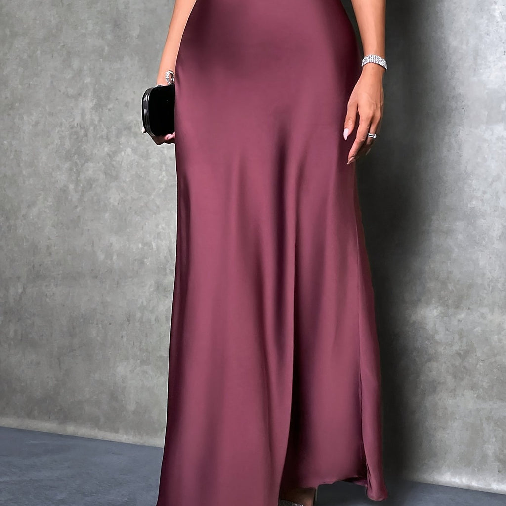 Solid Bodycon Maxi Skirt, Elegant Skirt For Party & Banquet, Women's Clothing