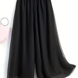 Hight Elastic Waist Wide Leg Pant, Loose Cool Comfortable Solid Versatile Palazzo Pants, Casual Every Day Pants,Women's Clothing
