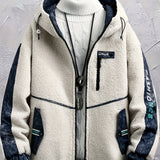 Men's Warm Polar Fleece Hooded Jacket, Casual Zip Up Coat For Fall Winter