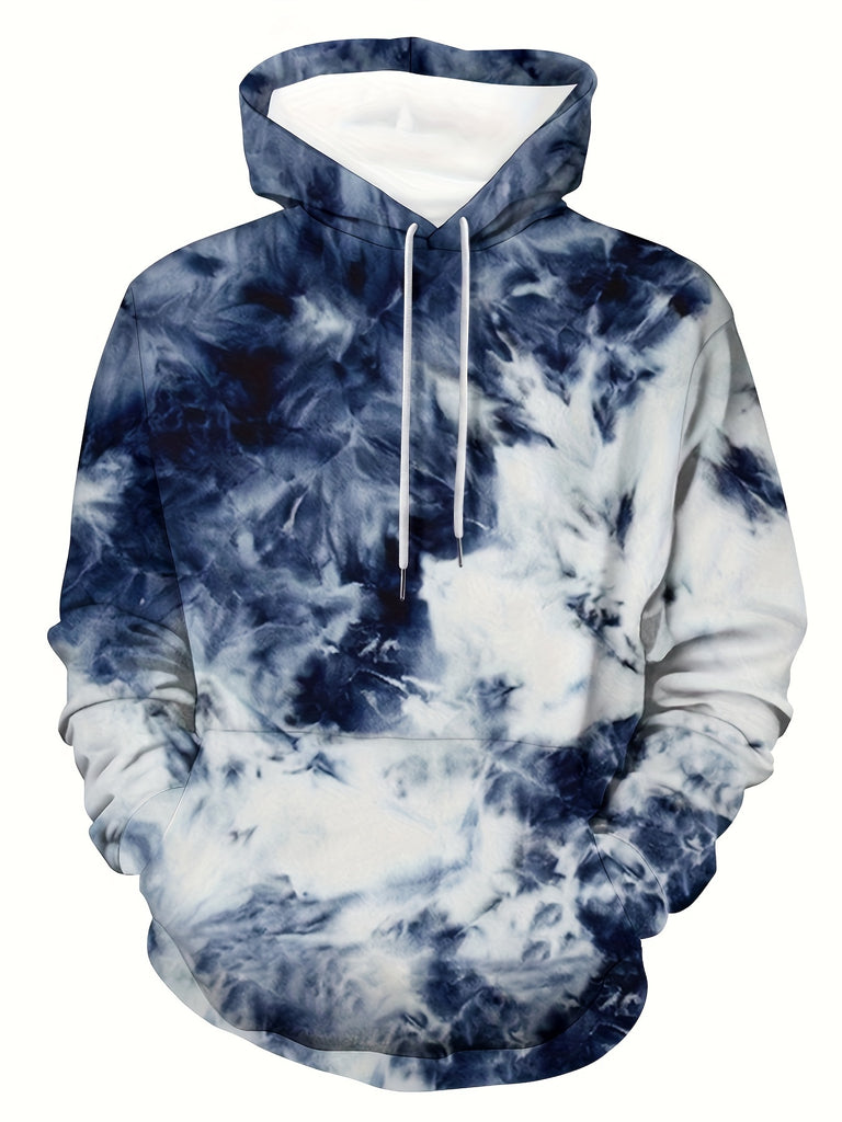 Tie Dye Cool Hoodies For Men, Men's Casual Graphic Design Pullover Hooded Sweatshirt Streetwear For Winter Fall, As Gifts
