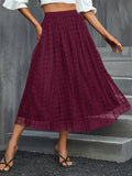 Plaid Pattern Mesh Skirt, Casual High Waist Midi Skirt, Women's Clothing