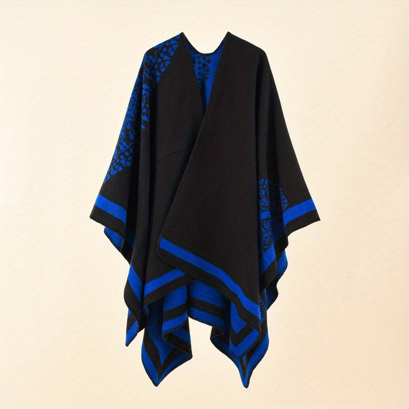 hoombox Slit Warm Large Shawl Casual Windproof Shawl Sunscreen Wrap Fashion Print Shawl Cape For Women