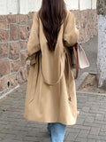 hoombox  Double Breasted Trench Coat, Casual Lapel Neck Long Sleeve Coat, Women's Clothing
