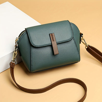 hoombox  Mini Flap Crossbody Bag, Fashion Solid Color Shoulder Bag, Women's Daily PU Leather Purse For Commuter (7.1*5.1*3.5) Inch