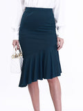 Solid Slim High Waist Skirt, Elegant Asymmetrical Mermaid Skirt, Women's Clothing