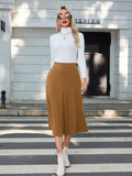 Solid Ribbed High Waist Skirt, Casual Midi Skirt For Spring & Summer, Women's Clothing