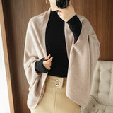 hoombox Elegant Coldproof Shawl Wrap With Sleeves Solid Color Thick Cape Casual Warm Ponchos For Women Autumn & Winter