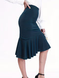Solid Slim High Waist Skirt, Elegant Asymmetrical Mermaid Skirt, Women's Clothing