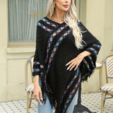 hoombox Pullover Woven Shawl Large Warm Fringed Shawl Wrap Windproof Shawl Cape For Casual Outdoor