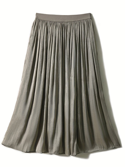 High Waist Pleated Skirts, Elegant Solid Comfy Summer Skirts, Women's Clothing