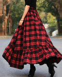 hoombox Vintage A Line Skirt Plaid Dress