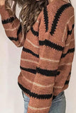 Hoombox Fashion Street Striped Patchwork V Neck Sweaters