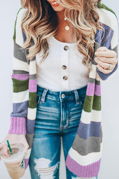Hoombox Fashion Street Striped Patchwork Sweaters