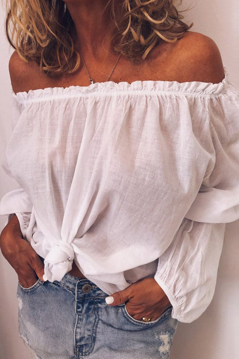 Fashion Casual Solid Patchwork Off the Shoulder Tops