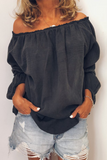 Casual Solid Stringy Selvedge Off the Shoulder Tops