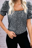 Hoombox Fashion Street Leopard Split Joint Square Collar T-Shirts(3 Colors)