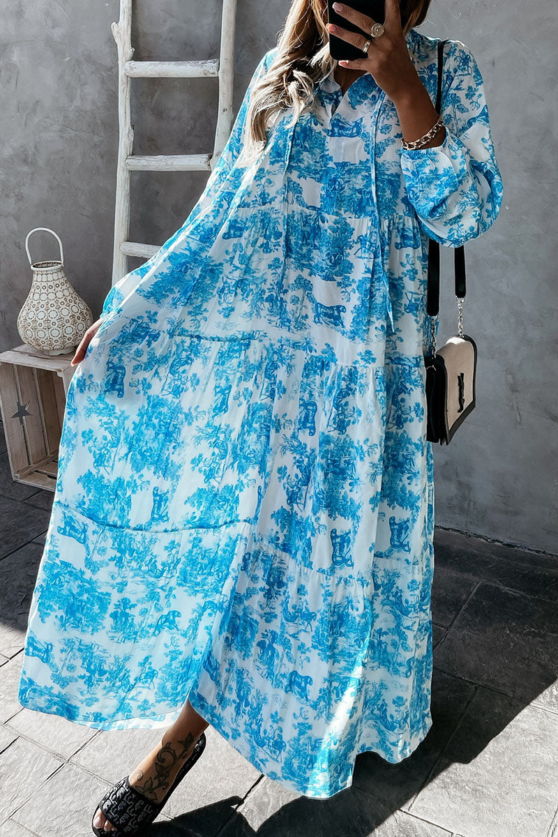 Hoombox Fashion Sweet Print Patchwork V Neck Princess Dresses(4 Colors)