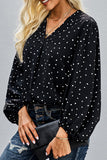 Hoombox Fashion Sweet Dot Patchwork V Neck Tops
