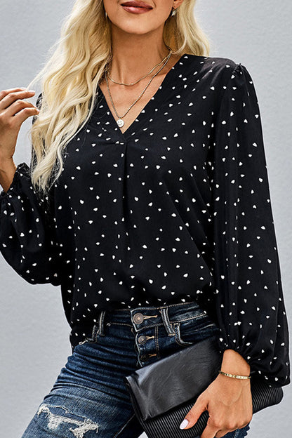 Hoombox Fashion Sweet Dot Patchwork V Neck Tops