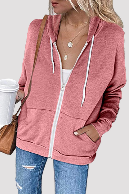 Hoombox Casual Solid Split Joint Pocket Hooded Collar Tops(4 Colors)