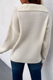 Hoombox Casual Solid Patchwork Turndown Collar Tops Sweater(4 colors)