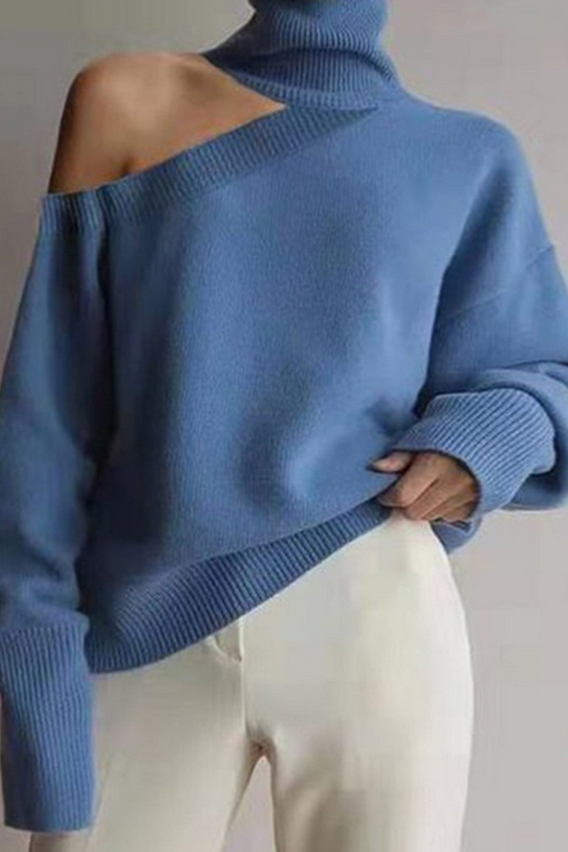 Hoombox Casual Solid Hollowed Out Patchwork Turtleneck Sweaters(3 Colors)