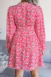 Hoombox Casual Elegant Floral Split Joint Stringy Selvedge V Neck Waist Skirt Dresses