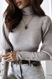 Hoombox Casual Solid Buckle Fold Turtleneck Tops(3 Colors)