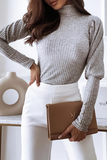 Hoombox Casual Solid Buckle Fold Turtleneck Tops(3 Colors)