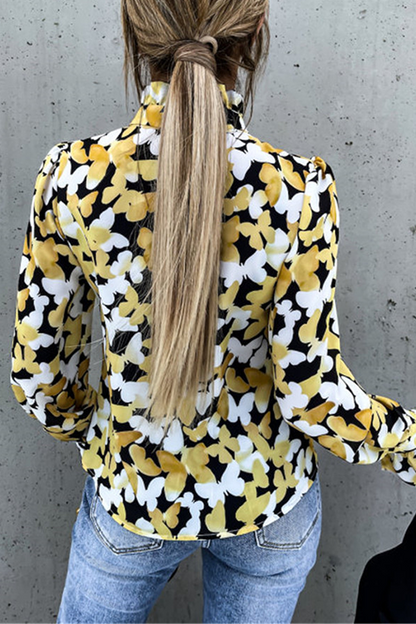 Hoombox Fashion Elegant Print Flounce Strap Design Stringy Selvedge Collar Tops