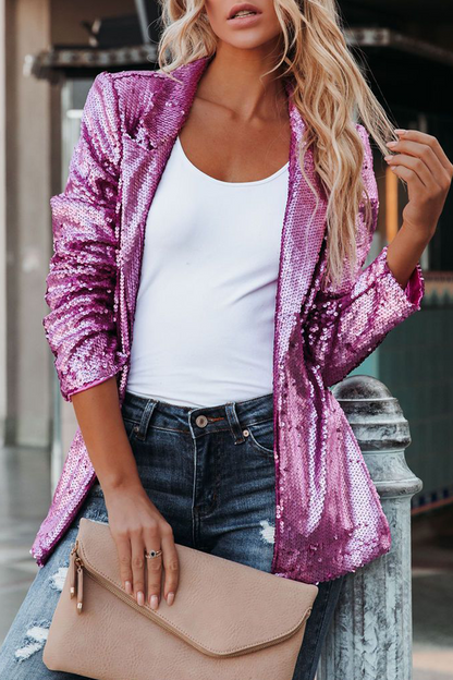 Hoombox Street Patchwork Sequins Cardigan Collar Outerwear(4 Colors)