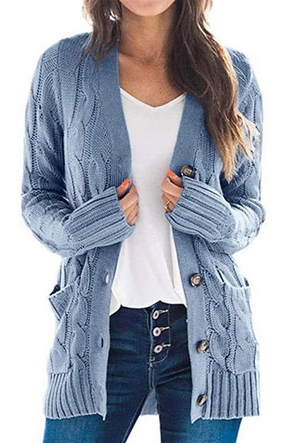 Hoombox Casual Solid Split Joint Buckle Cardigan Collar Tops(5 colors)
