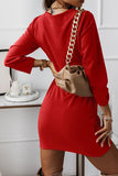 Hoombox Fashion Elegant Split Joint Fold V Neck Pencil Skirt Dresses(4 Colors)