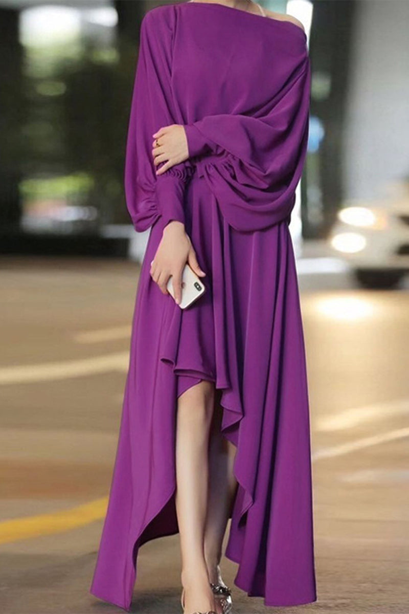 Hoombox Celebrities Elegant Solid Solid Color Off the Shoulder Asymmetrical Dresses(3 colors)