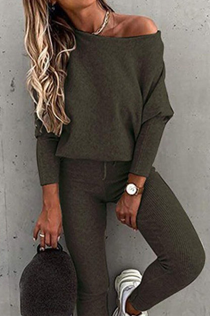 Hoombox Fashion Casual Solid Patchwork Long Sleeve Two Pieces(7 colors)